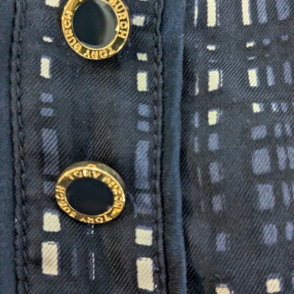 TORY BURCH Normandy Blue Pleated Silk Skirt Size 12 - Picture 8 of 10